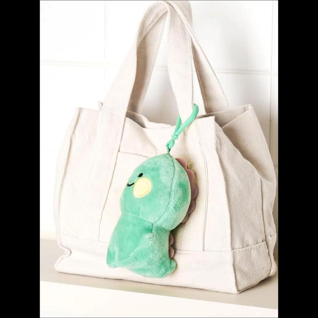 Cute Smiling Dinosaur Plush Keyring Bag Charm (green/blue)