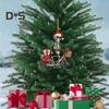Weihnachts-Totenkopf-Ornament, Weihnachtsmütze, Skelett, Fahrradfahren, Acryl-Anhänger, Weihnachtsbaum-Hängedekoration für Innen- und Außendekoration