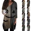 Women's Casual Halloween Print V Neck Tunic Top Mid Length 3/4 Sleeve Pocket Loose Fit Pullover Shirt
