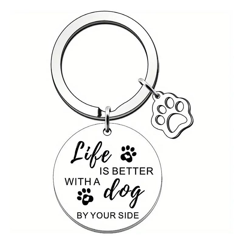 

Stainless Steel Keychain Small Pendant Dog Paw Print Pendant Metal Keychain Pet Souvenir Stainless Steel Keychain for Backpack Bag Pendant 3*3CM