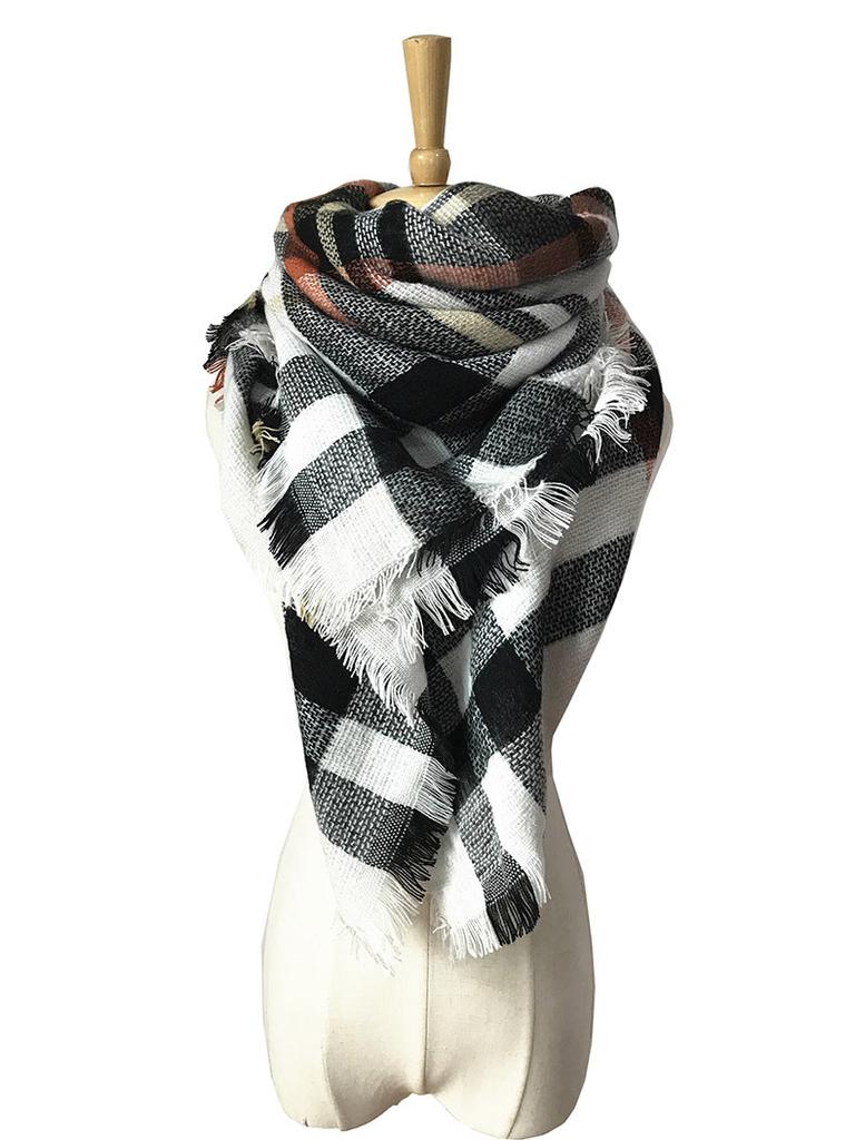 Autumn and winter new colorful plaid square scarf plaid scarf men's and women's imitation cashmere plaid scarf shawl