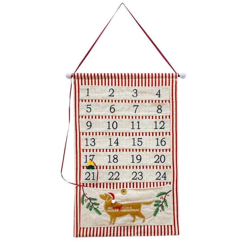 Wall Hanging Fabric Christmas Advent Calendar with 24 Pockets Holiday Advent Calendar For Kids Adult Gift Surprises 1