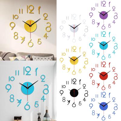 20 Inch Wall Clock Modern Design Round Style Number Acrylic Wall Clock Stickers For DIY Home Living Room Decors