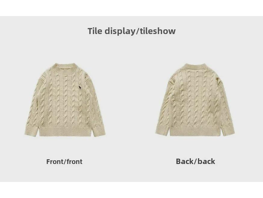 Clearance: Children's Cable Knit Sweater - Autumn Style Wool Pullover for Girls & Babies, Parent-Child Matching Option Available.