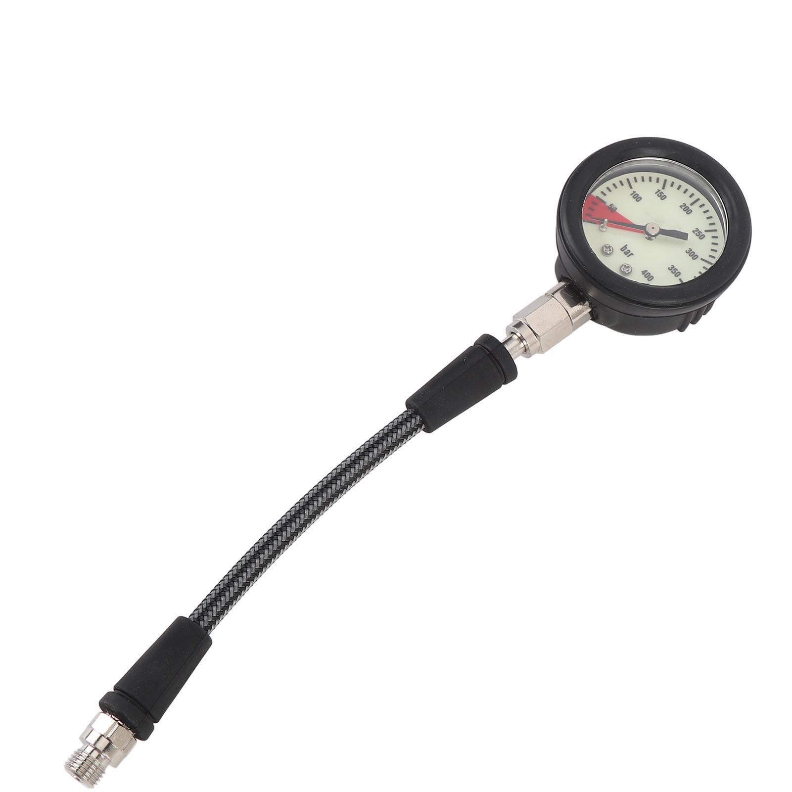 

Diving Pressure Gauge with Carbon Fiber Woven Hose Diving Night Glow Pressure Gauge for BCD Regulator 15cm 5.9in