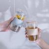 POKETLE Glass Tumbler with Lid, 330ml, Double-Walled, Heat-Resistant, Dishwasher-Safe, BPA-Free, Vidro 330, Latte Beige