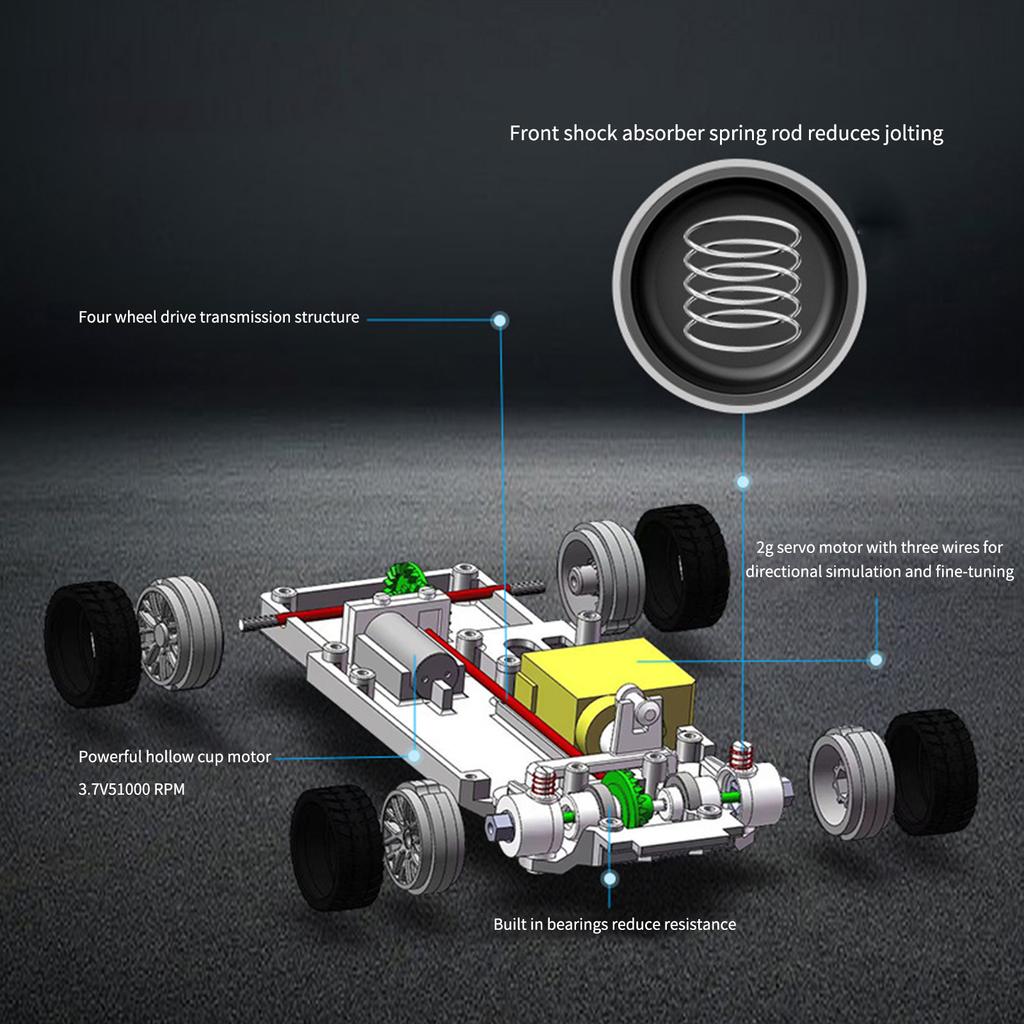 2.4GHz Remote Control Drift Car 4WD Remote Control Drift Car 1/43 Fully Proportional Remote Control Racing Car 3.7V 200mAh