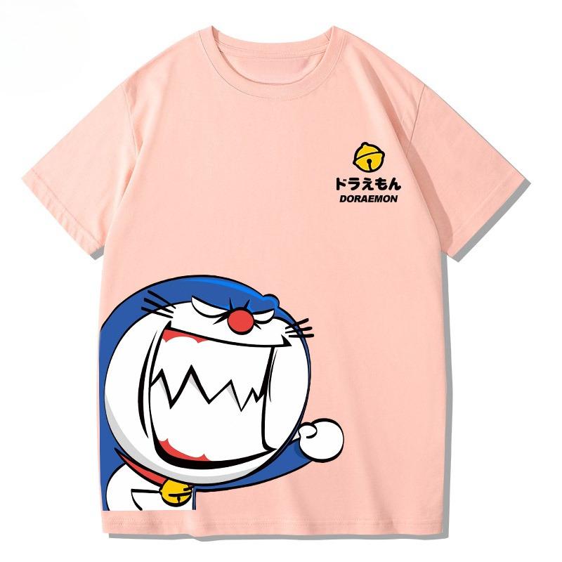 

2025 Summer New Doraemon parody Print T-shirt Loose and fashionable couple short-sleeved men s and women s tops 3XL
