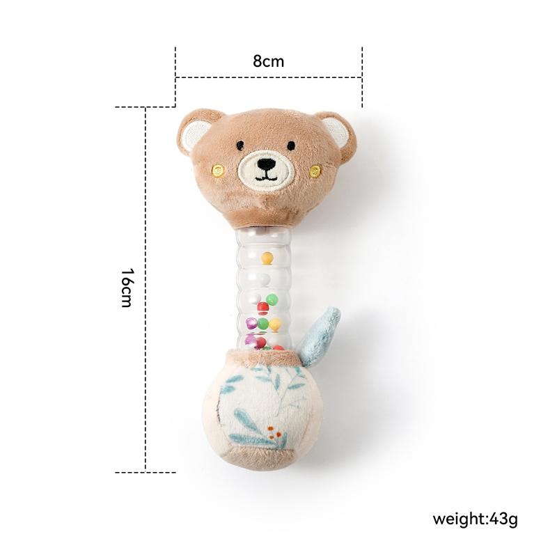 Baby Bear Rattle Early Learning Educational Toy 0-12Sensory Soothing Soft Plush Animal Rattle for Crib Handheld Baby Toy Toddler Animal
