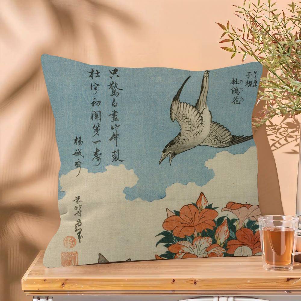 Vintage The Great Wave Katsushika Hokusai Office Cushion Pillowcase Car Cushion Cover45X45CM Lumbar Pillowcase Sofa Pillowcover