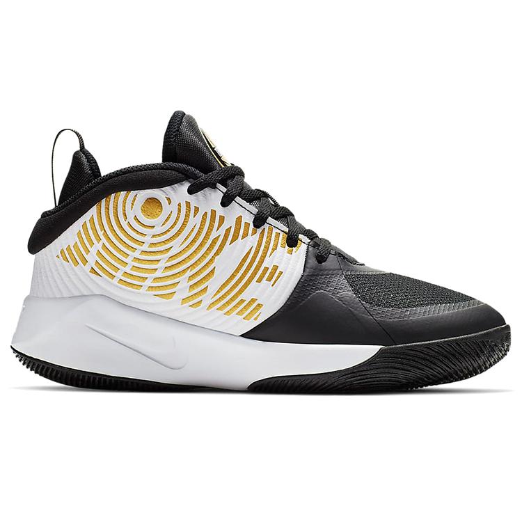 Nike Team Hustle D9 Grade School 'Black Metallic Gold' (Unisex) Black / White / Metallic Gold Kids' Basketball Shoes AQ4224 004