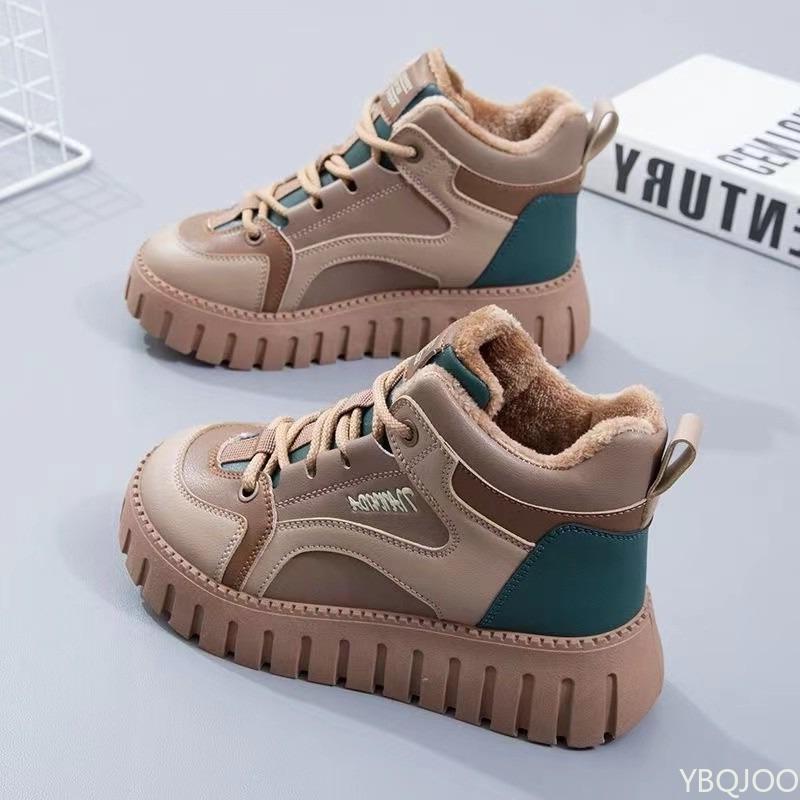 Fashion High cut thick soled casual comfortable cotton shoes lace up snow boots women's winter new fashionable versatile short boots