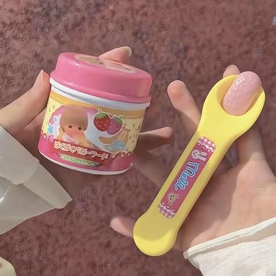 New Food Pudding Feeding Toy Desktop Ornament Cute Pink Jelly Strawberry Pudding Set Ornaments Models For Kids Girls