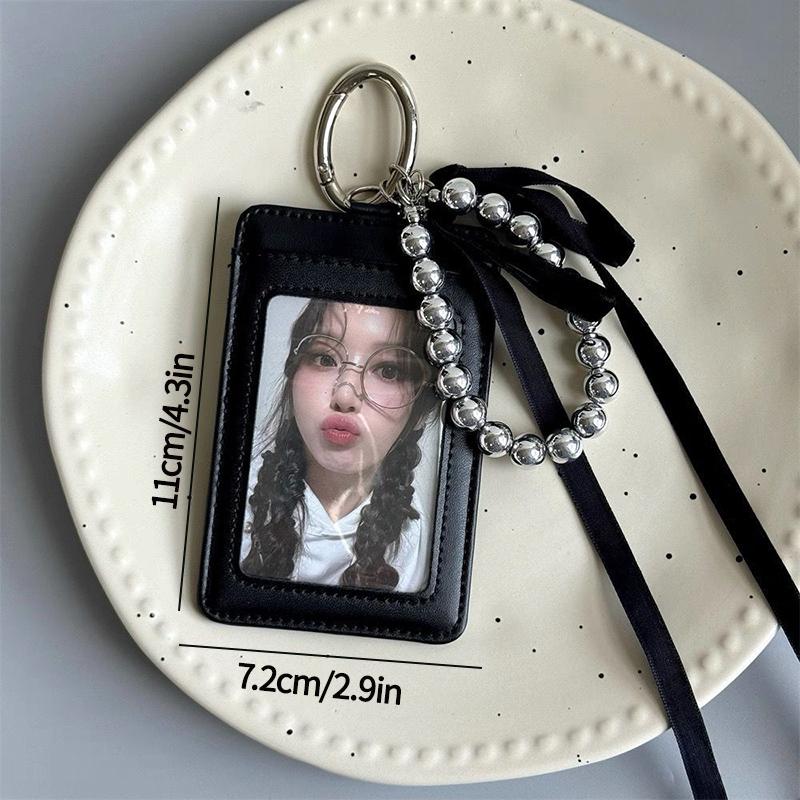 

Ins Photocard Holder Black Pu Credit Storage Card 3In Student Id Protective Cover Kpop Idol Photocard Holder Keychain Bag Gift