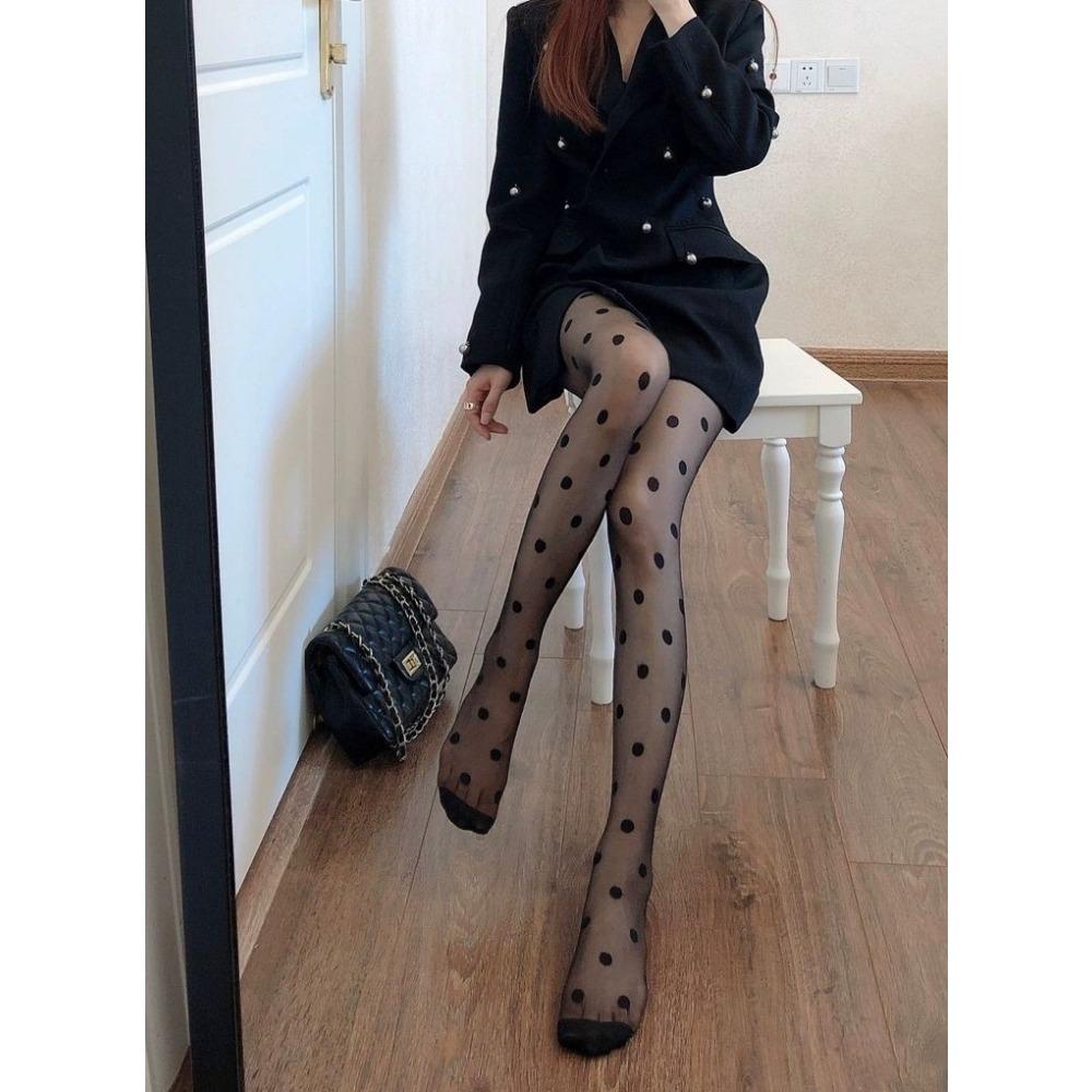Japanese Black Polka Dot Stockings Women Thin Hot Girl Jacquard Pantyhose Internet Celebrity Ins Tide Small Polka Dot Bottoms