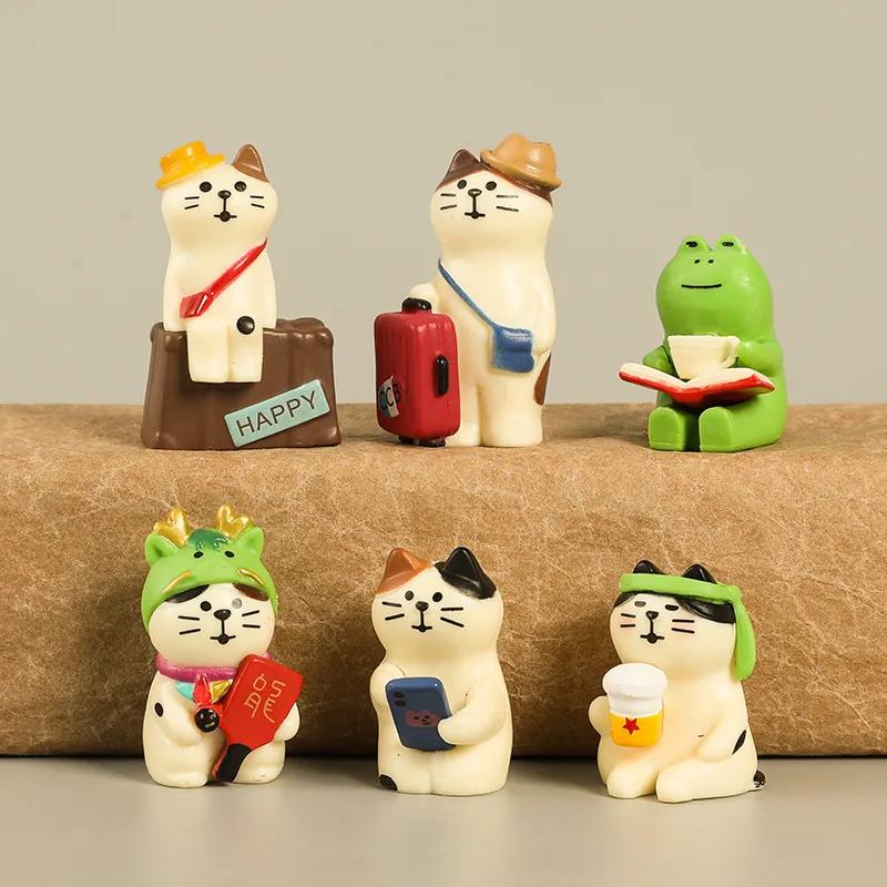 Creative Cat Statue Japanese Handmade Craft Modern Art Model Cute Mini Toy For Kids Kawaii Miniature Dollhouse Accessories Gift