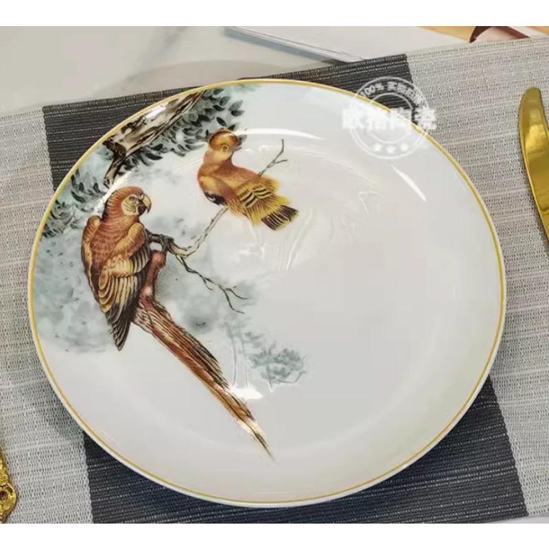 Nádobí Zvířata deštného pralesa, Jídelní talíře z kostního porcelánu, Plochý dezertní podnos, Talíř na dort, Šálek s podšálkem, Domácí kuchyňské potřeby