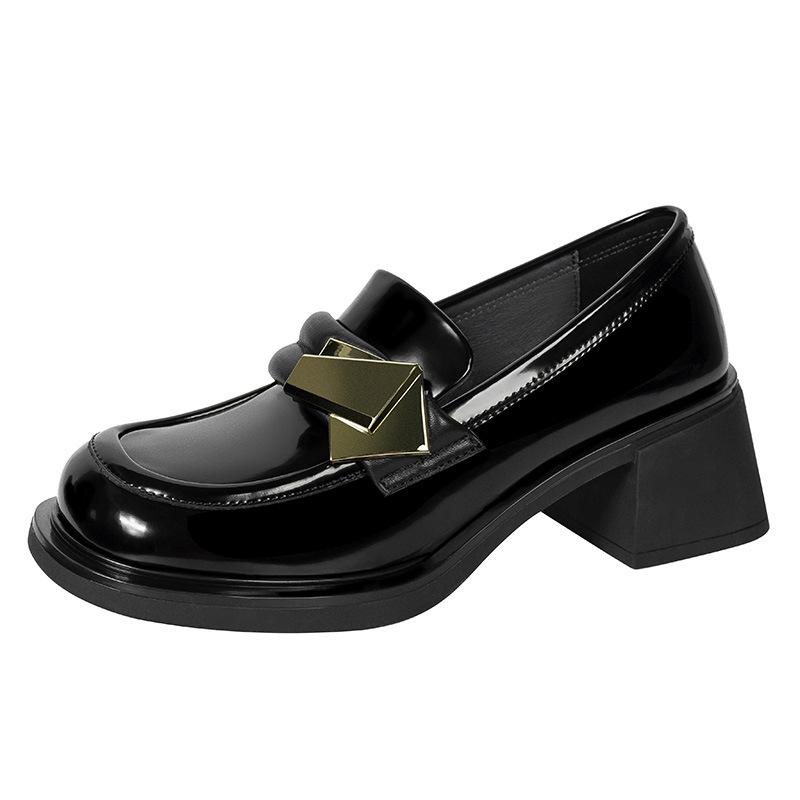 Japan Style Girls Lolita JK Shoes Metal Decoration Square Toe Hoof Heels Heels Female Sewing Loafers