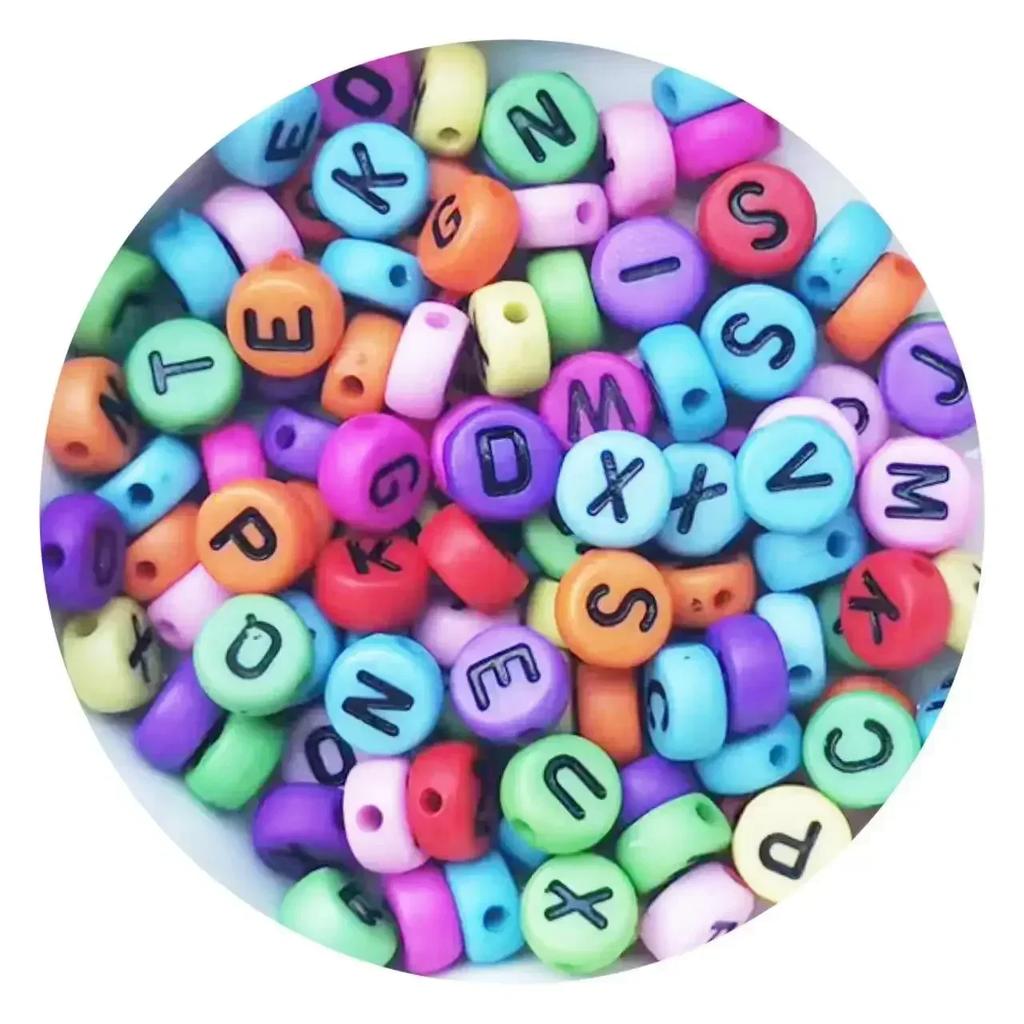 100/200/300/500 Stück Acryl-Buchstabenperlen, gemischt, rund, flach, lose Abstandsperlen für die Herstellung von handgefertigten Schmuckstücken, DIY-Armbändern und Halsketten