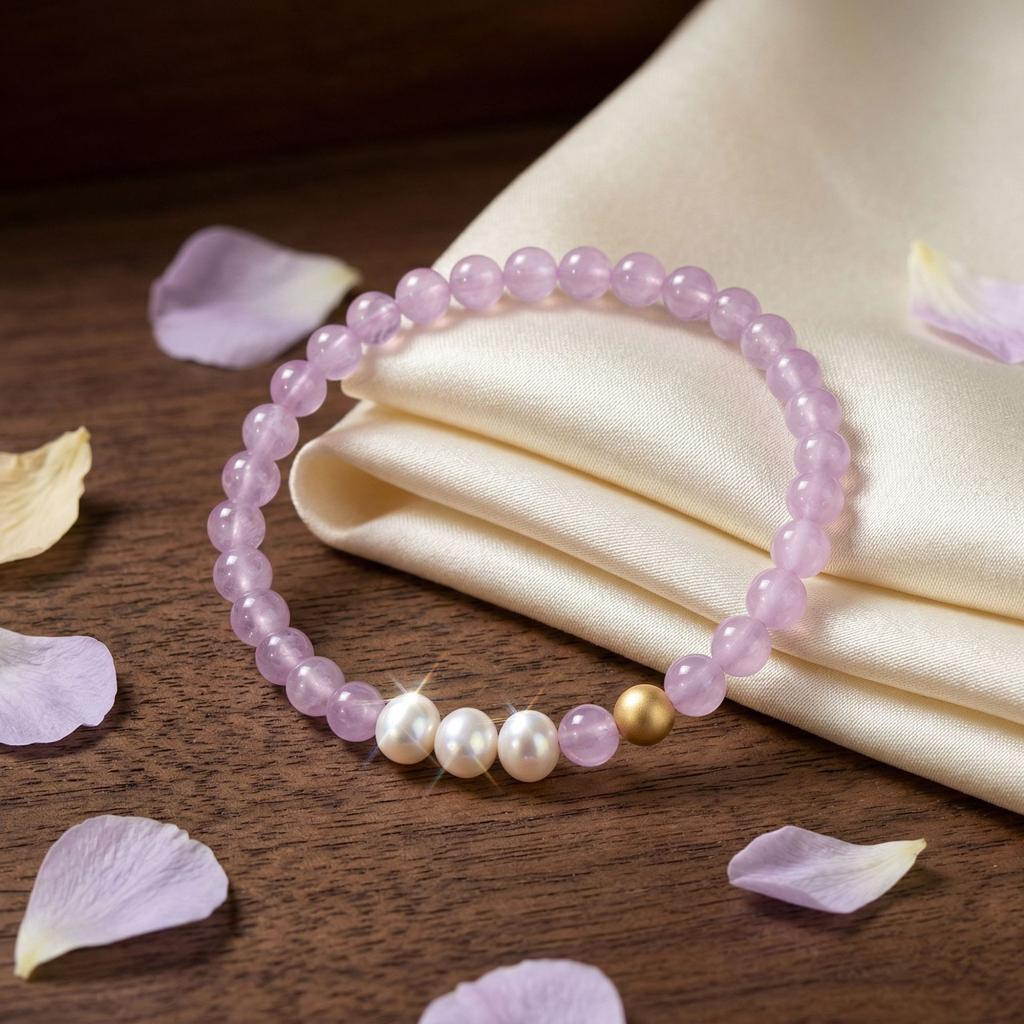 Mingtai Jewelry Natural Crystal Amethyst Gray Pearl Bracelet As a Gift for Girlfriend
