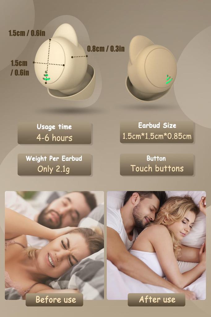 Wireless Bluetooth 5.3 Sleep Earphones for Improved Sleep, Painless, Mini Size, Ultra-Small, In-Ear Type, High Sound-Isolating, Separate Left and