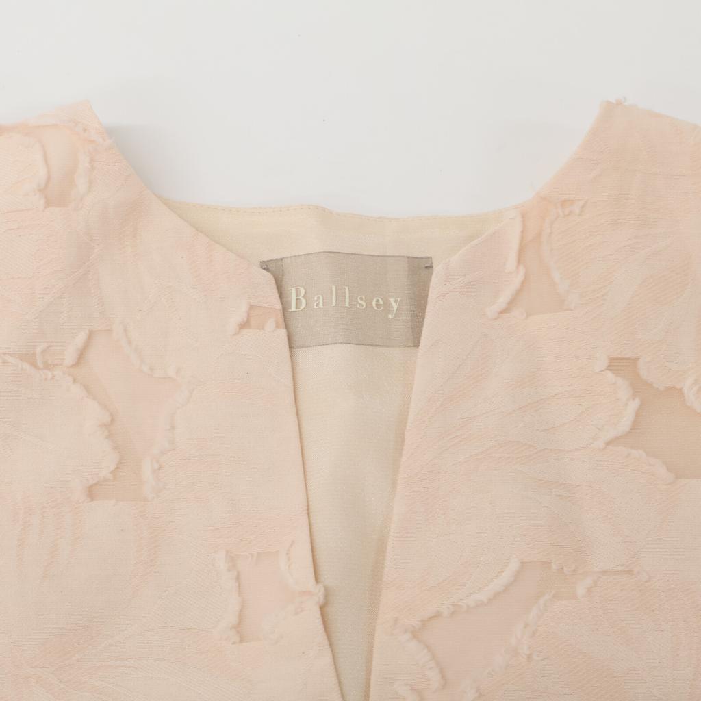 BALLSEY 23Stainless Steel Light Pink Bloom Cut Jacquard Puff Sleeve Blouse Tops 36 Light pinkUsed