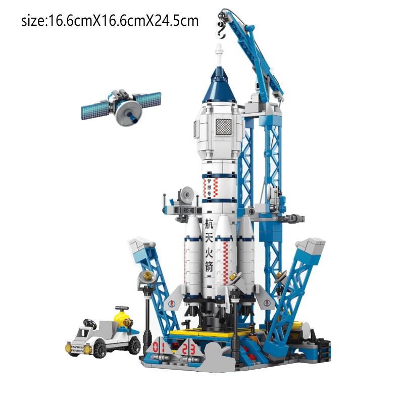 Space Rocket Launching Model Building Blocks City Aerospace Space Station Shuttle Ship Astronaut Bricks Toys Children
