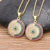 Nidin New Design Turkish Evil Eye Round Pendant Trendy Girs Zircon Lucky Jewelry Colorful Necklace Best Birthday Party Gifts