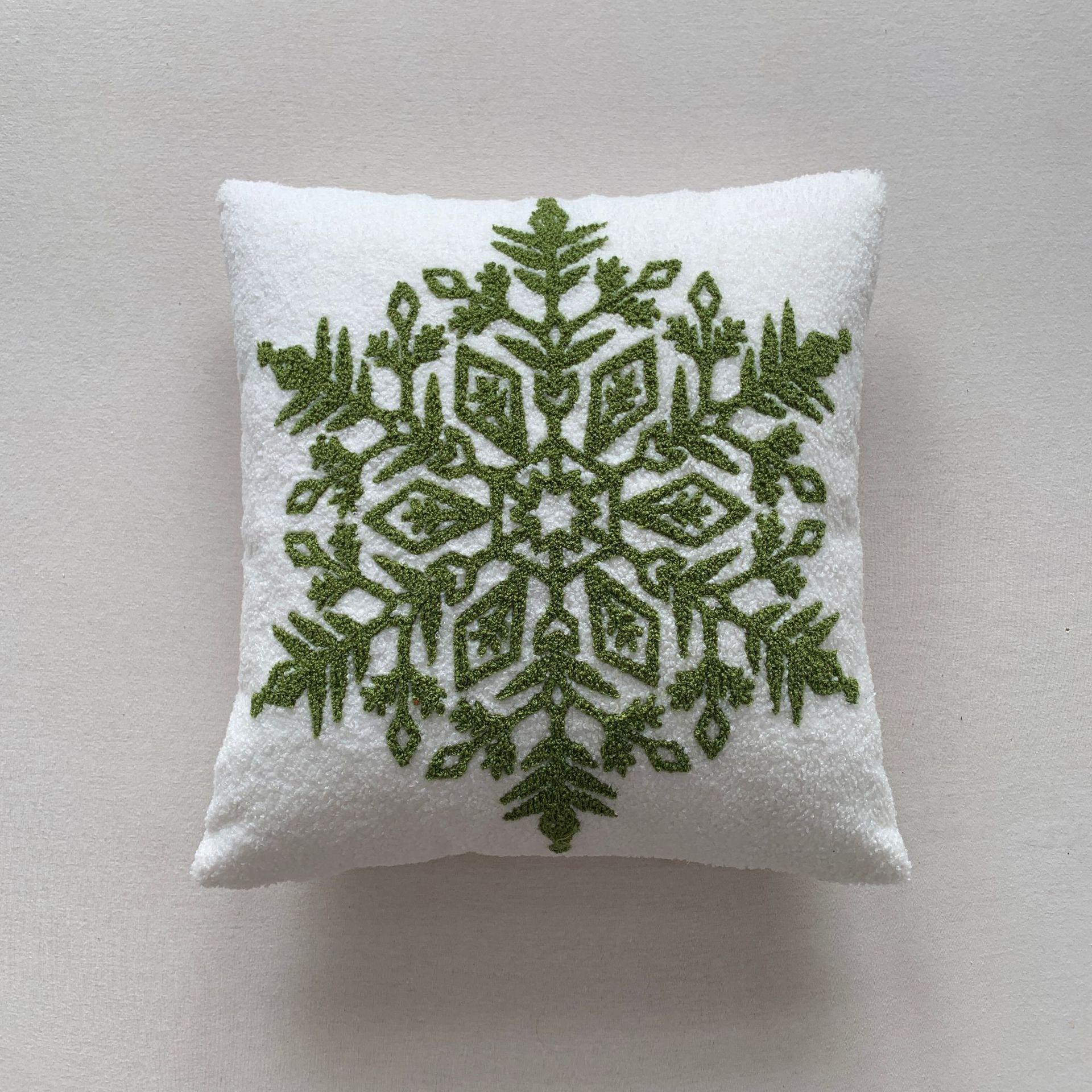 Рождественский лось, снежинка, вышивка, наволочка, чехол для диванной подушки, украшение для рождественской елки, плюшевая подушка, чехол