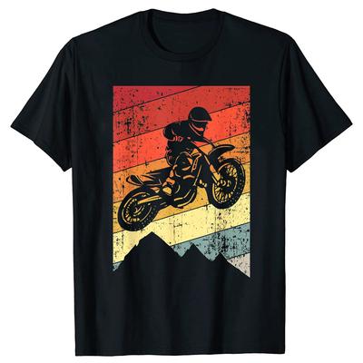 Motocross Bike Vintage Dirtbike Gift Racing Retro Dirt Bike TShirt Moto Shirt Streetwear Men Clothing Pure Cotton Tops Camisas
