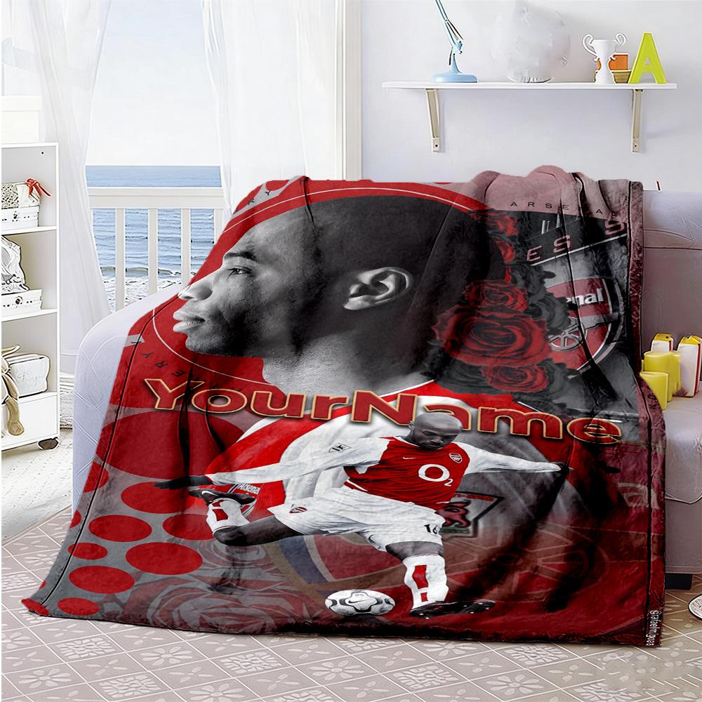 Arsenal Personalisierte Namensdecke Überwurf Personalisierte Decke Weich & Gemütlich Vielseitig für Heimdekoration Wohnzimmer Bettwäsche Stuhl Vier Jahreszeiten Mehrzweck