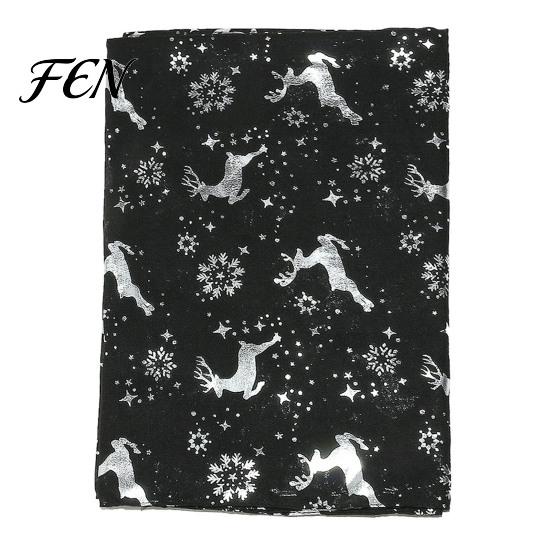 Winter Christmas Scarf Theme for Women, Glitter Sparkly Foil Reindeer Cold Proof Accessory Print Scarves, Lightweight Soft Shawl Wrap Fall Daily