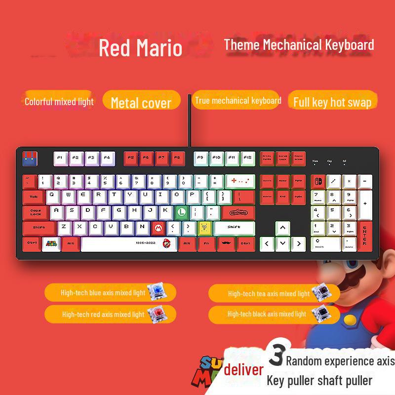 104-Key Wired Gaming Mechanical Keyboard, Blue/Black/Tea/Red/Silent Switches, Mahjong Sound, Hot-Swappable, Customizable