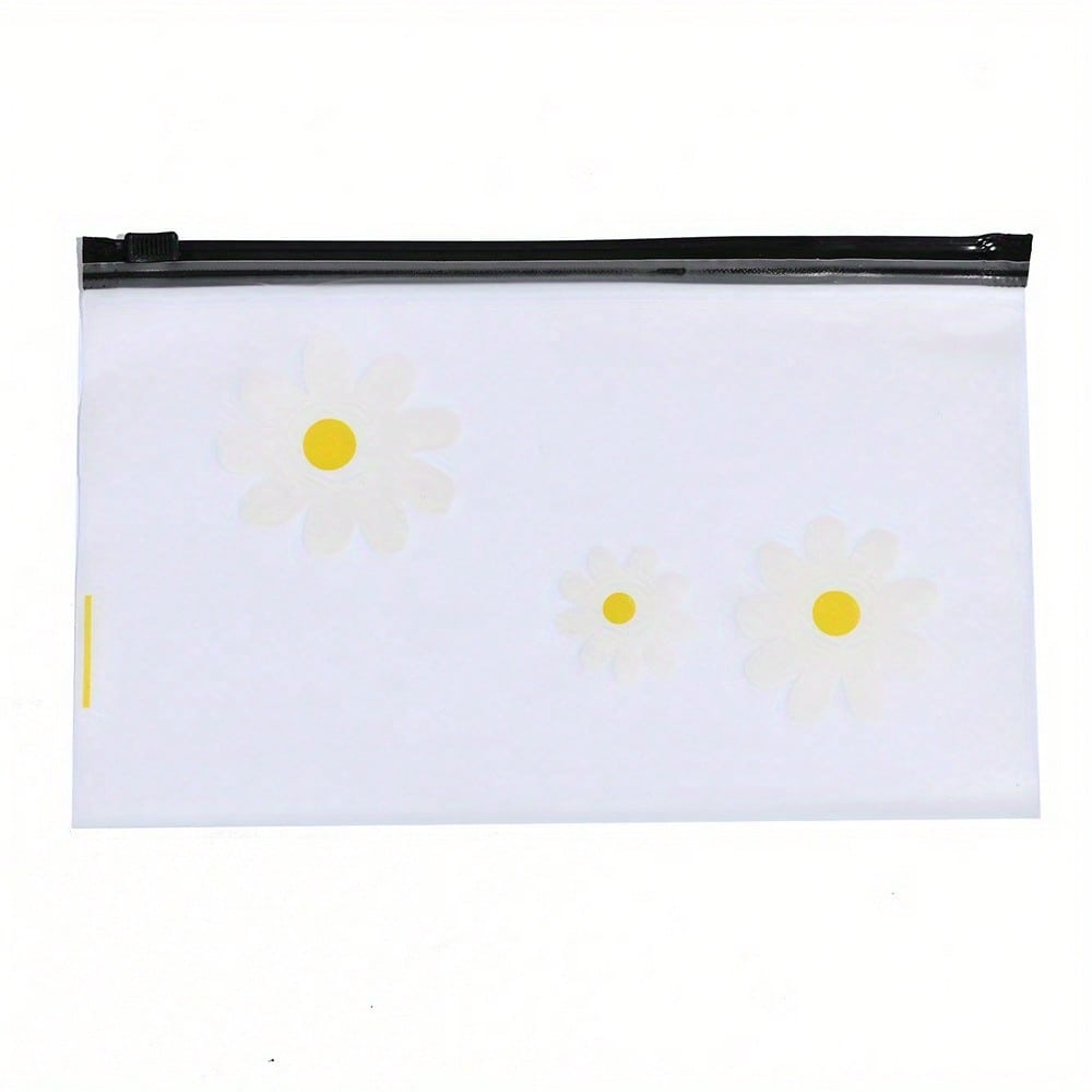 1pcs Small Daisy Zipper Bag, Semi Transparent Frosted Storage Bag, Small Fresh Headband Storage Bag, Portable Organizer 17X12