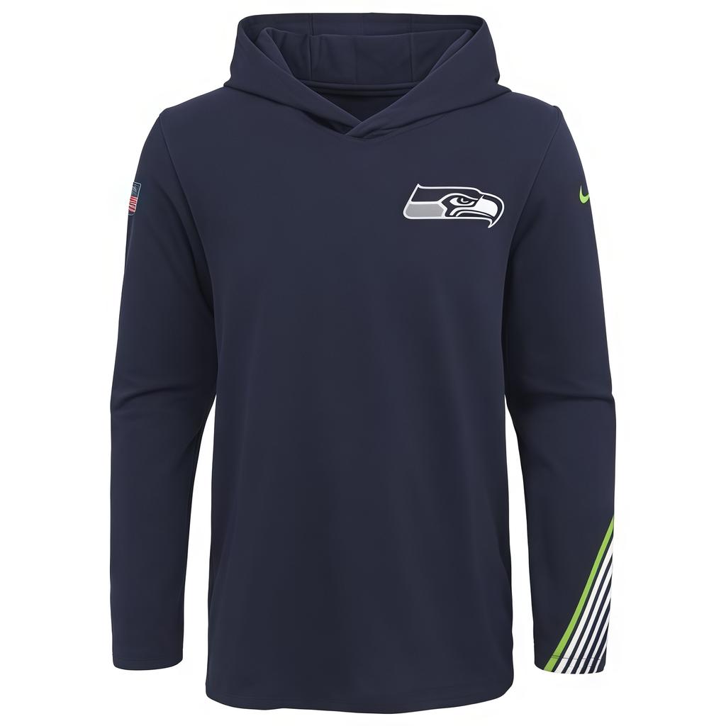 Nike X NFL Collaboration Hoodie Seattle Seahawks Fleece Striped Kids Hoodies Deep-Blue 3Z1B7FBJF-SEA