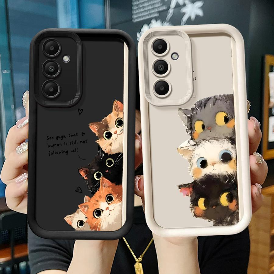 Cute Cartoon Kitten Phone Cover Case for Samsung Galaxy A16 A51 A73 A26 A32 A15 A23 A12 A13 A34 A35 A36 A71 A72 A53 A54 A56