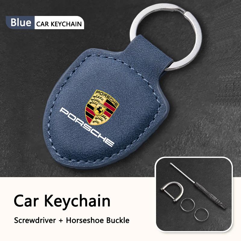 

High-end Car Keychain Keyring Key Chain Pendant For Porsche Panamera Cayenne Taycan 911 718 Macan Carrera-GT 928 968 Accessories синій