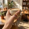 Classic Vintage Geometric Rings Engraved Gold Plated Ring Colorful Enamel Flower Rings  Engagement