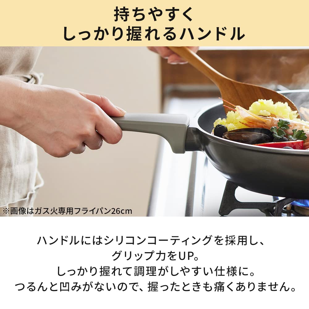 IRIS OHYAMA Diamond Coated Frying Pan, 28cm, Gas/IH Compatible, Lightweight, Metallic, Easy-to-Clean Design, Non-Slip Handle, DCF-I28, Ruby Red