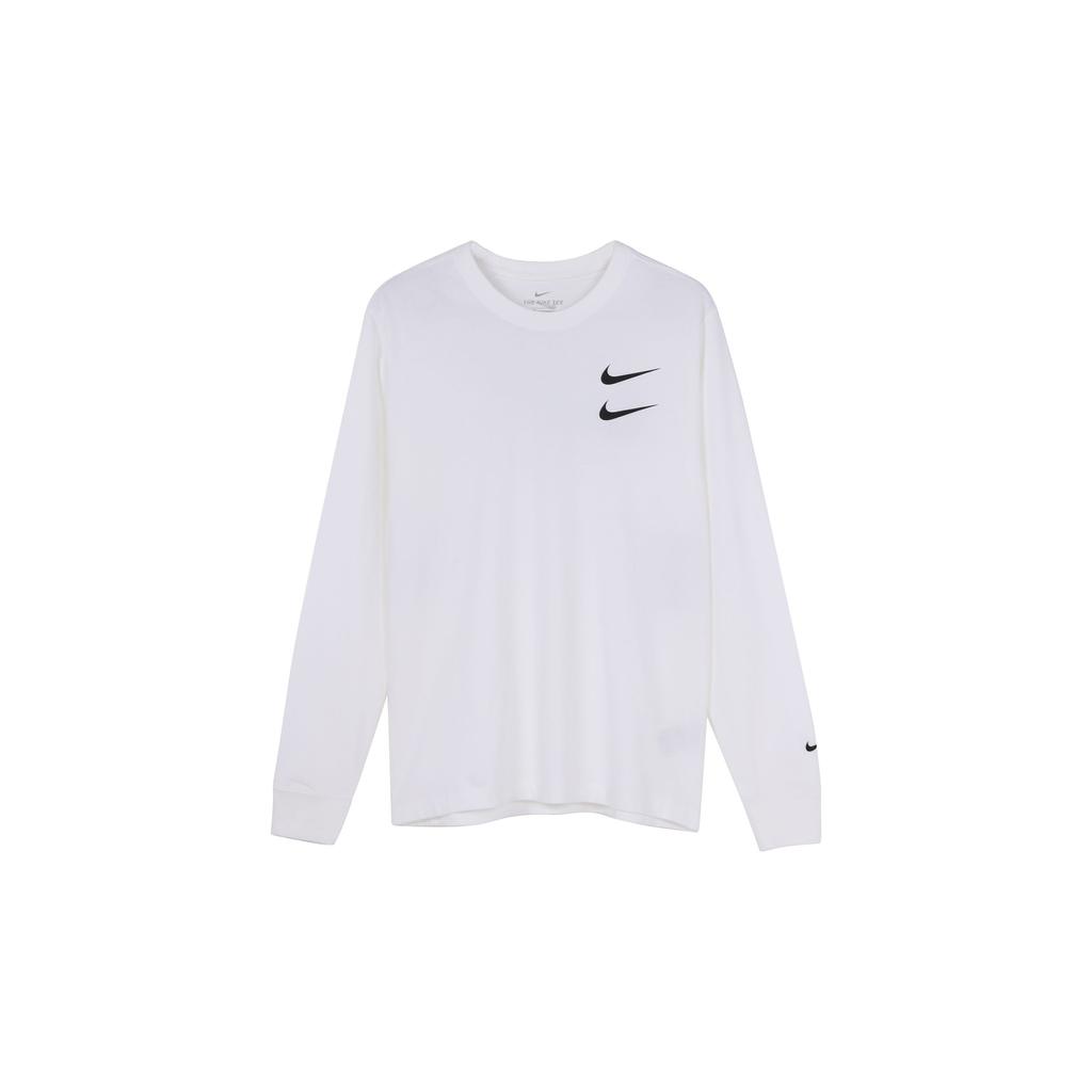 Nike Pánské tričko s dlouhým rukávem a kulatým výstřihem s logem Swoosh Bílé CK2260-100