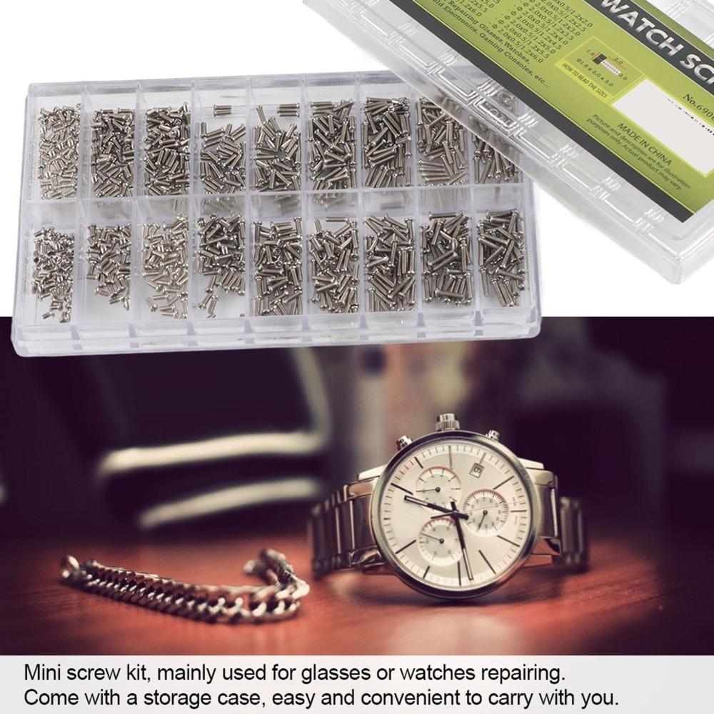 1800pcs/box Stainless Steel Mini Repair Screws Storage Case Watch Repair Kit  Eyeglass Repair