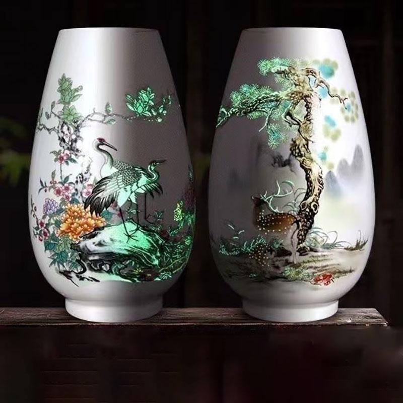 Chinese Jingdezhen Ceramic Vase Flower Arrangement Decoration Items Home Room Furnishing Accessories Cafe Office Ornaments Art