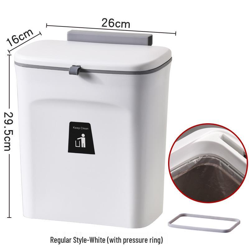 Wall-Mounted Kitchen Trash Can with Handle and Inner Bucket for Cabinets