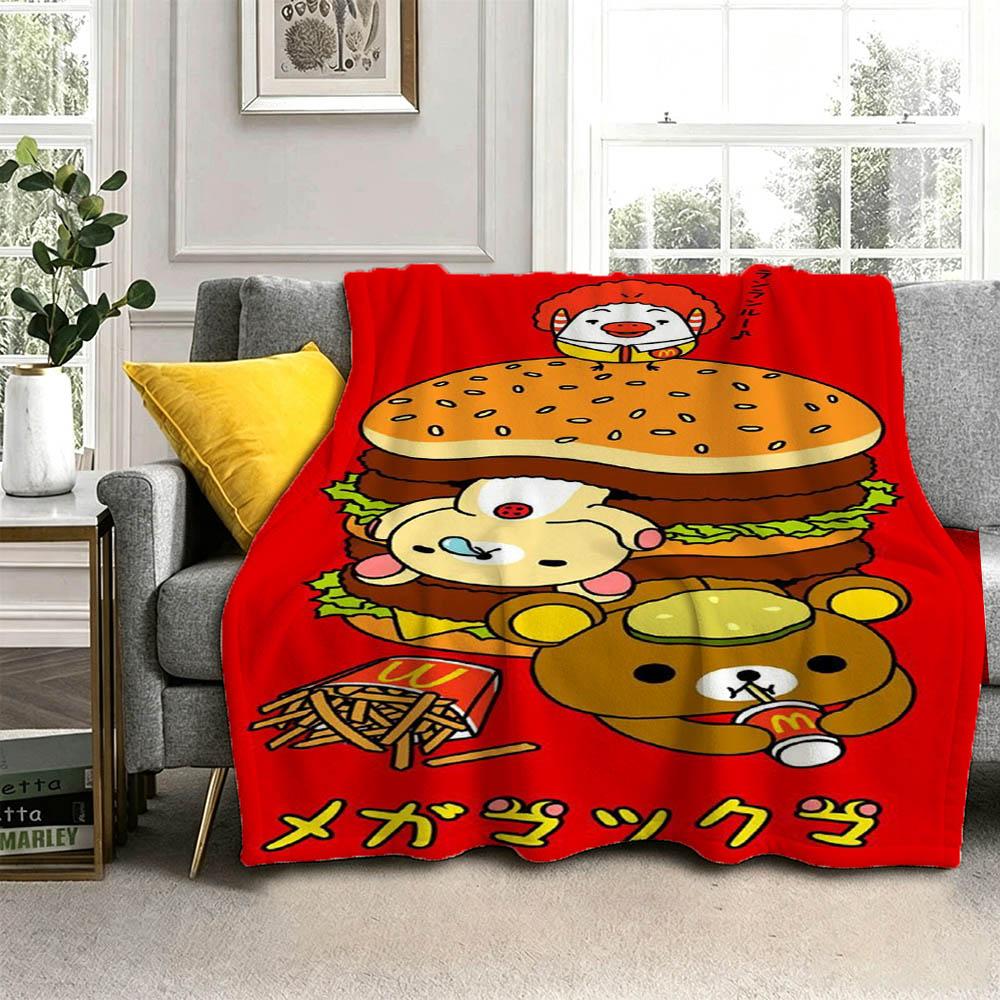 Hot Cute Kawaii Cartoon R-RilakkumaS 3D Flannel Blanket Soft Throw Blanket Art For Home Decor Bedroom Bed Sofa Picnic Fans Gift