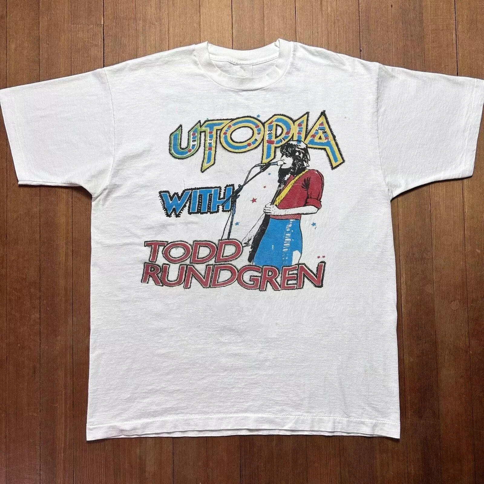 Todd Rundgren With Utopia White Short Sleeve T Shirt Full Size OB1048 M