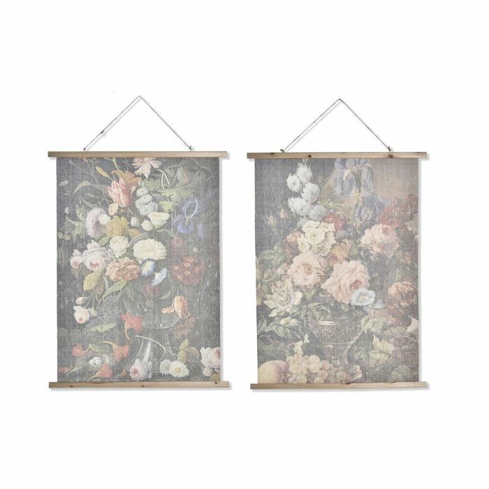 Cadre Fleurs - DKD Home Decor - 75x2x100 cm - Multicolore - 2 Unités - Design Contemporain