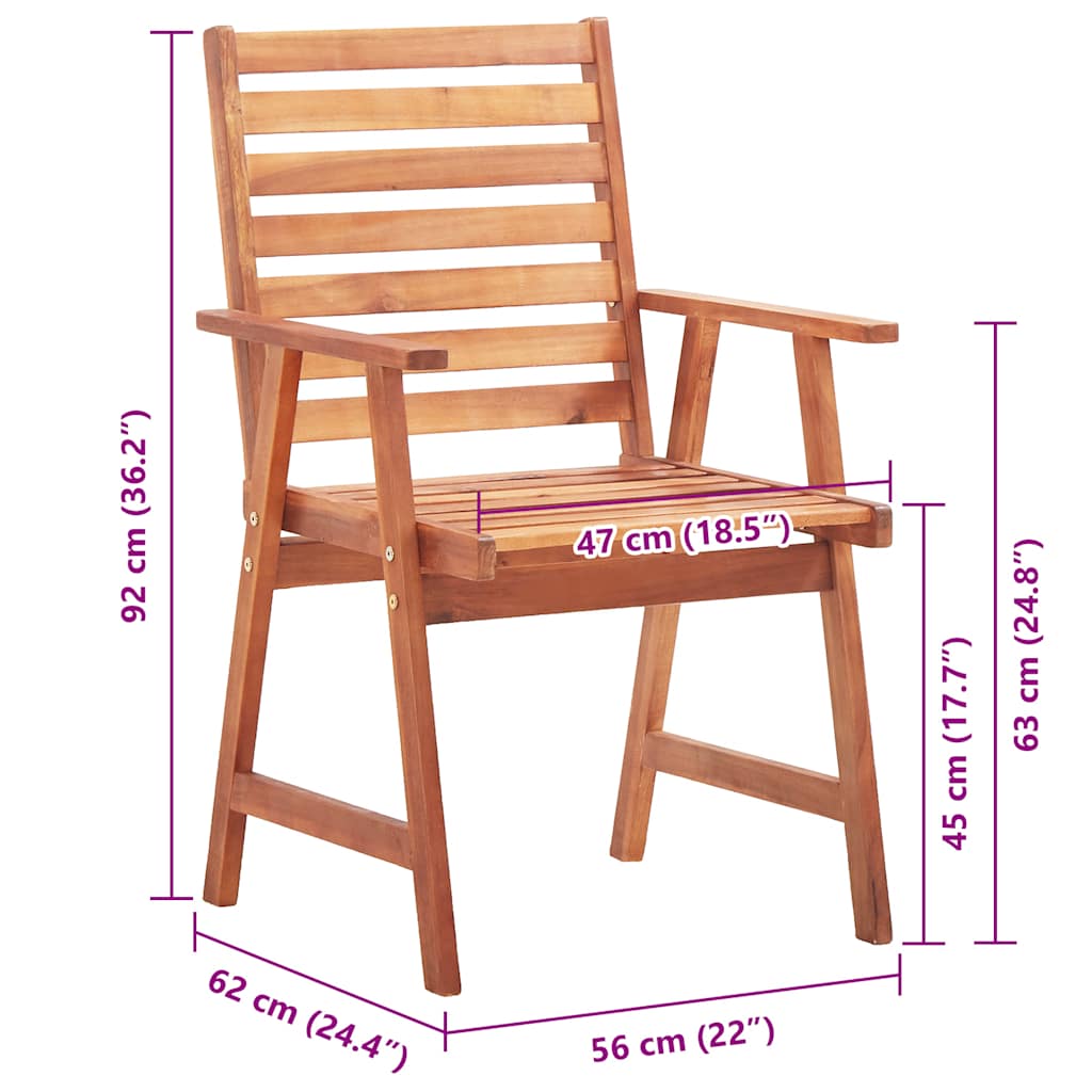 Garden Dining Chairs 4 pcs with Cushions Solid Acacia Wood