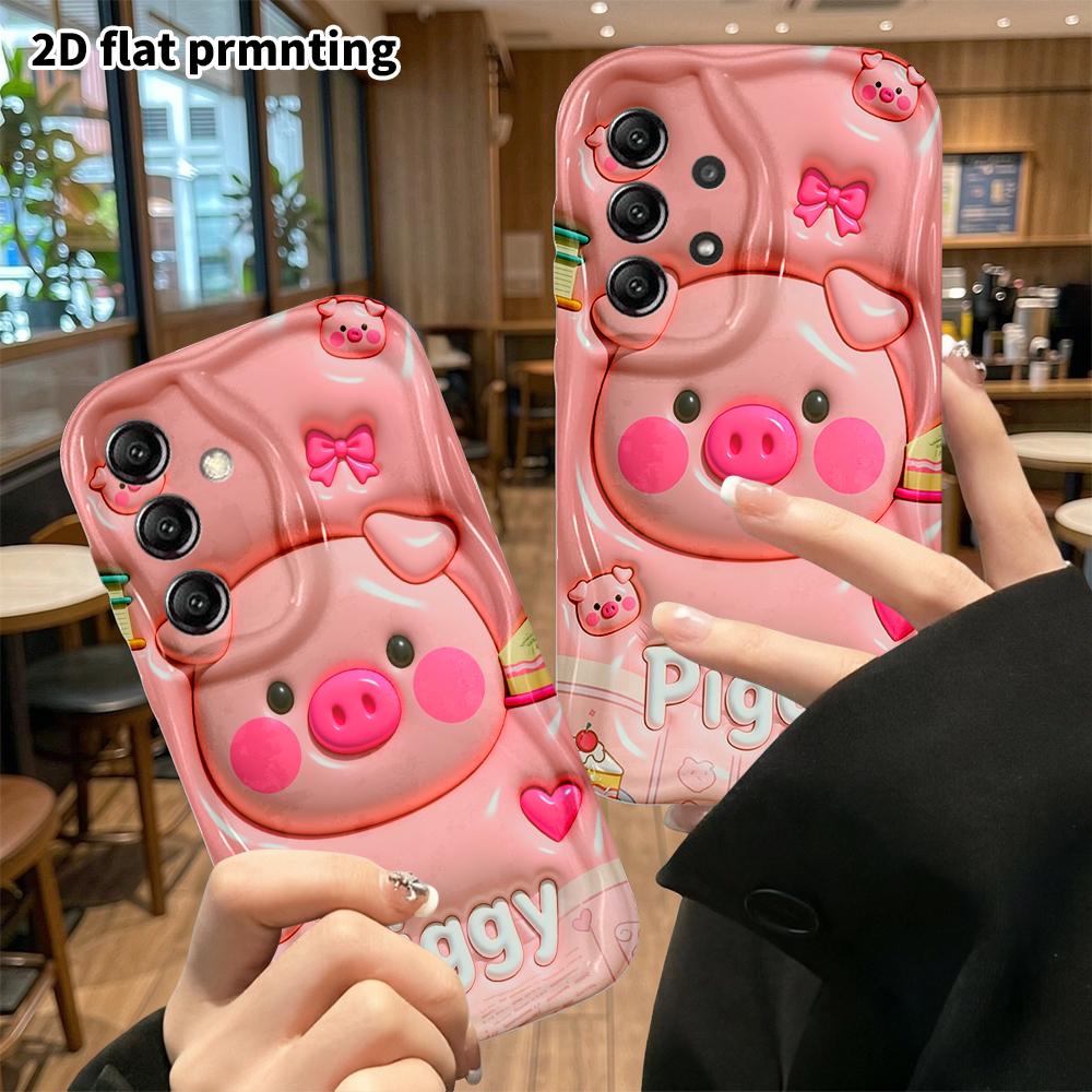 Phone case: 2D flat, suitable for Samsung Galaxy A34 A35 M05 M06 S20 S22 S21 FE Plus 5G protective case, pink pig, perfect Christmas and Halloween hol