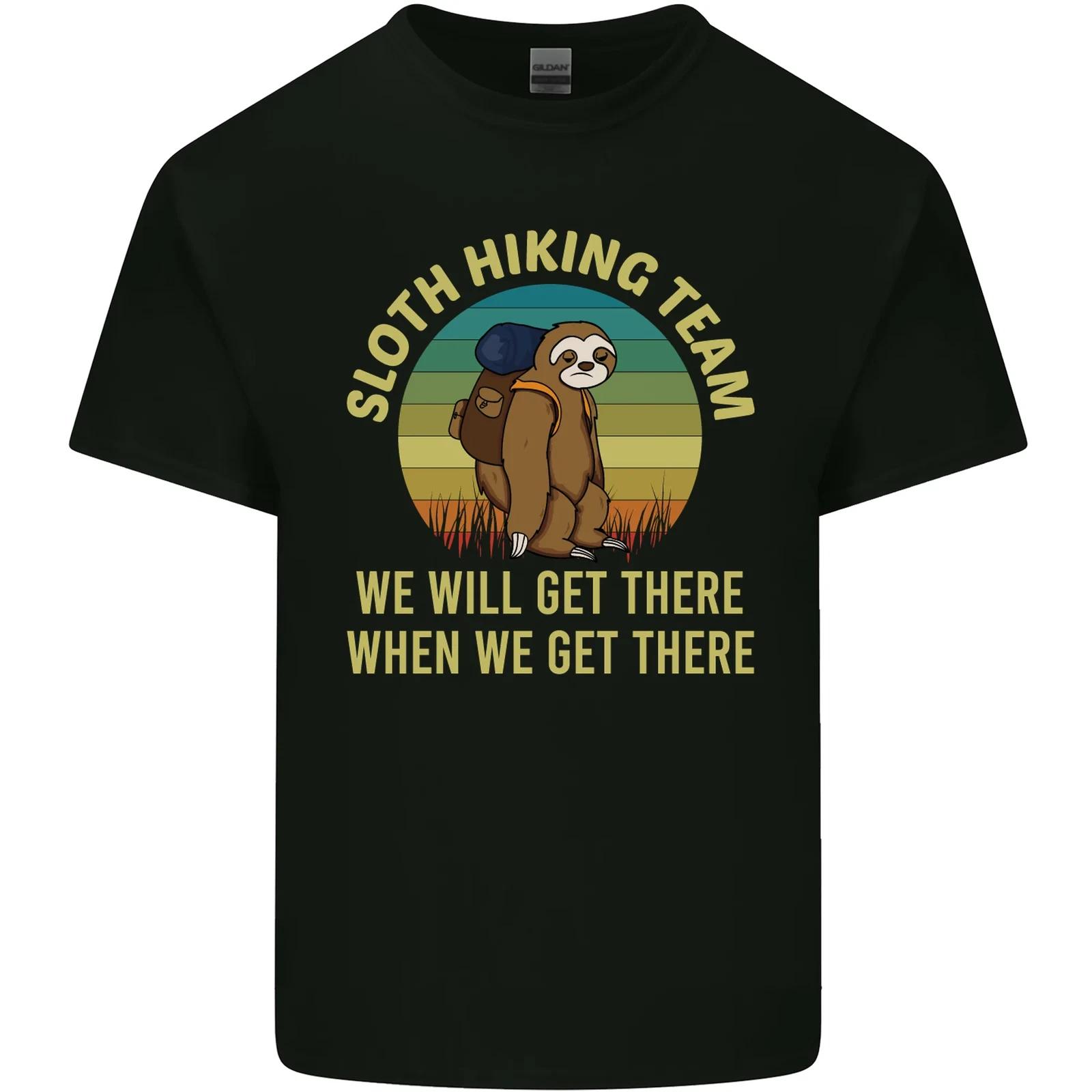

Sloth Hiking Team Funny Trekking Walking Kids T-Shirt Childrens S