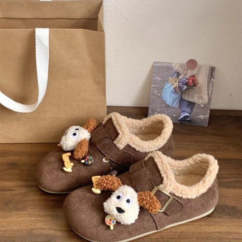 New Versatile Women's Shoes with Soft Soles, Toe Caps, Flat Bottoms and Fleece Cotton